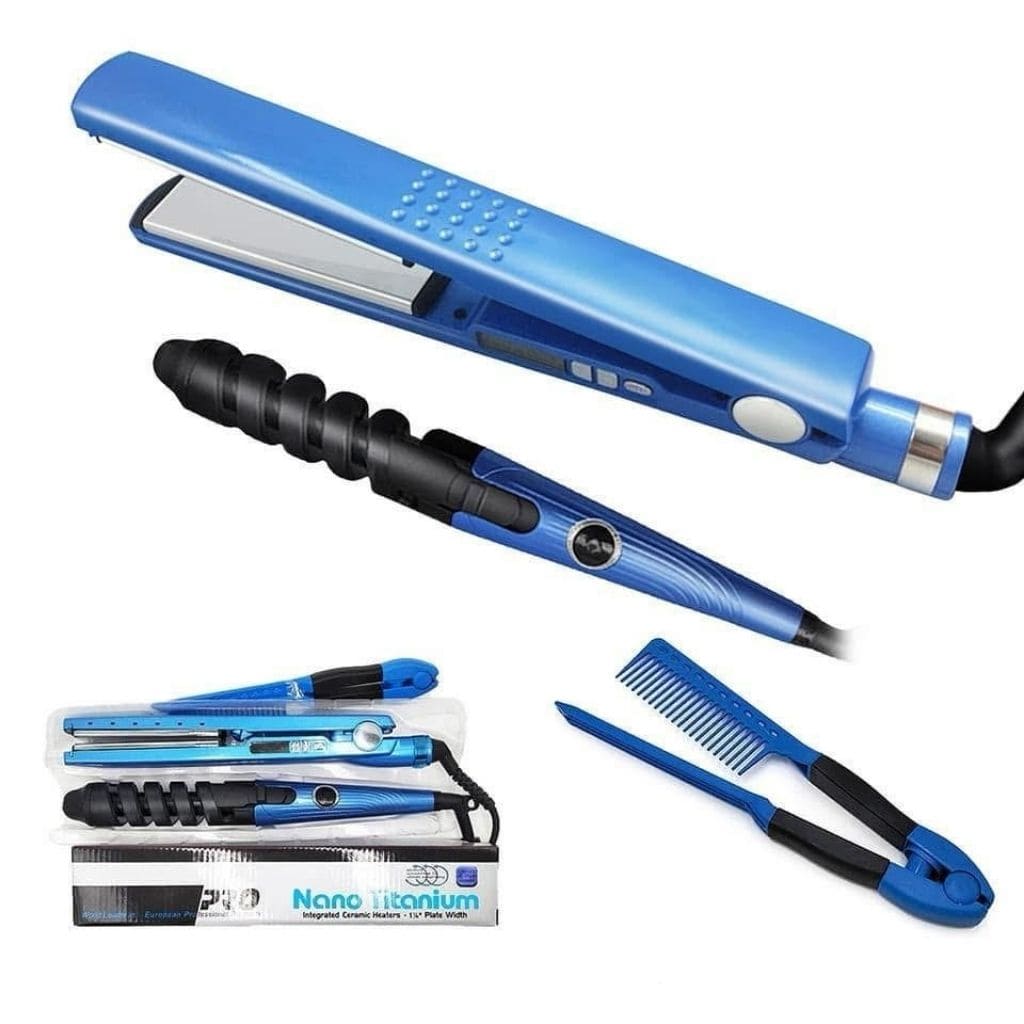 Combo plancha, rizador y peine d cabello