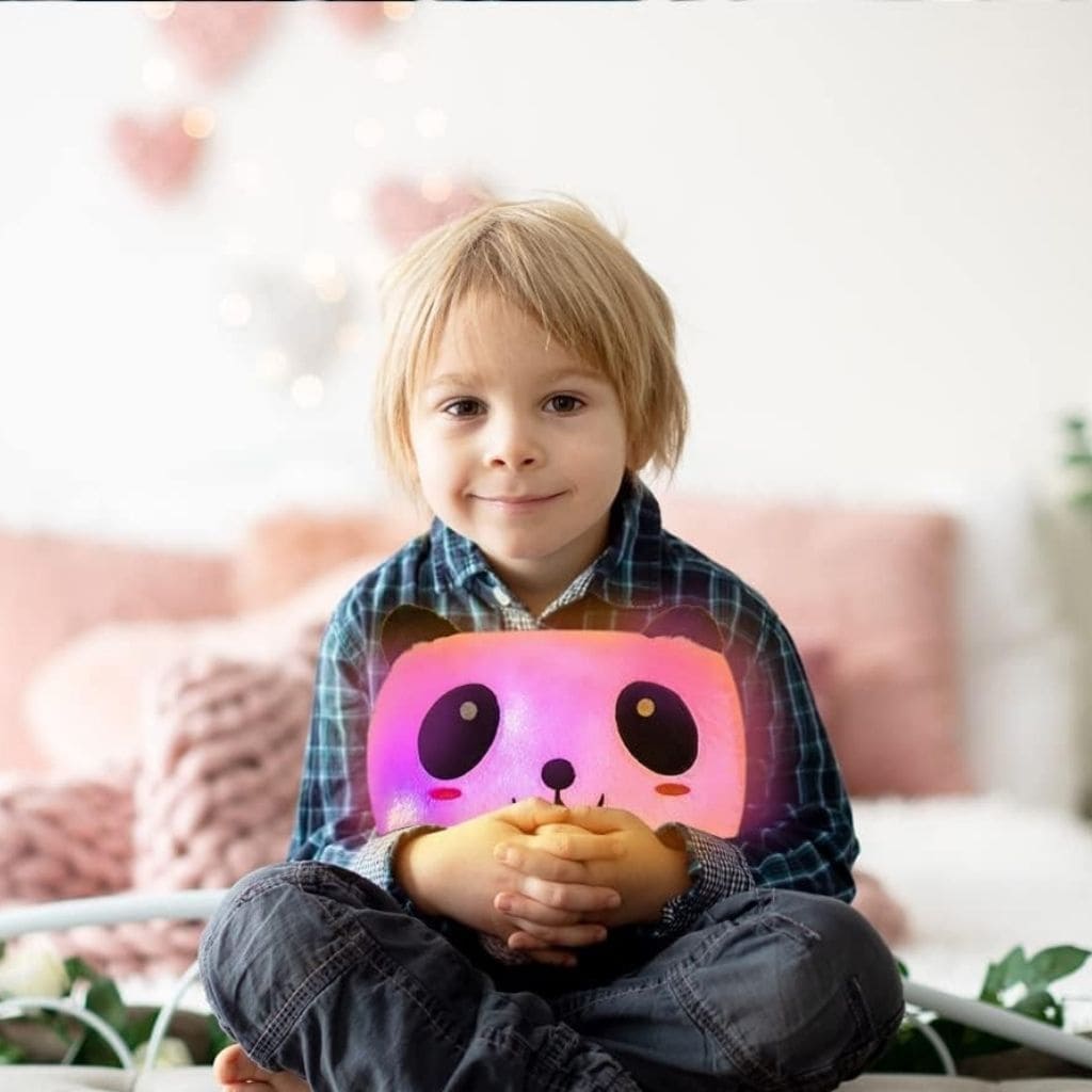 Cojin, almohada oso panda luminoso LED