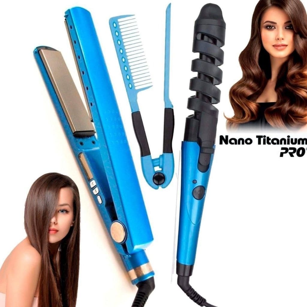 Combo plancha, rizador y peine d cabello