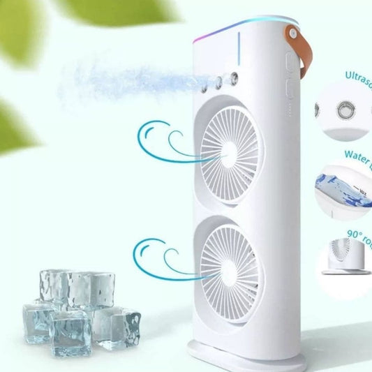 Ventilador doble, humidificador con luz